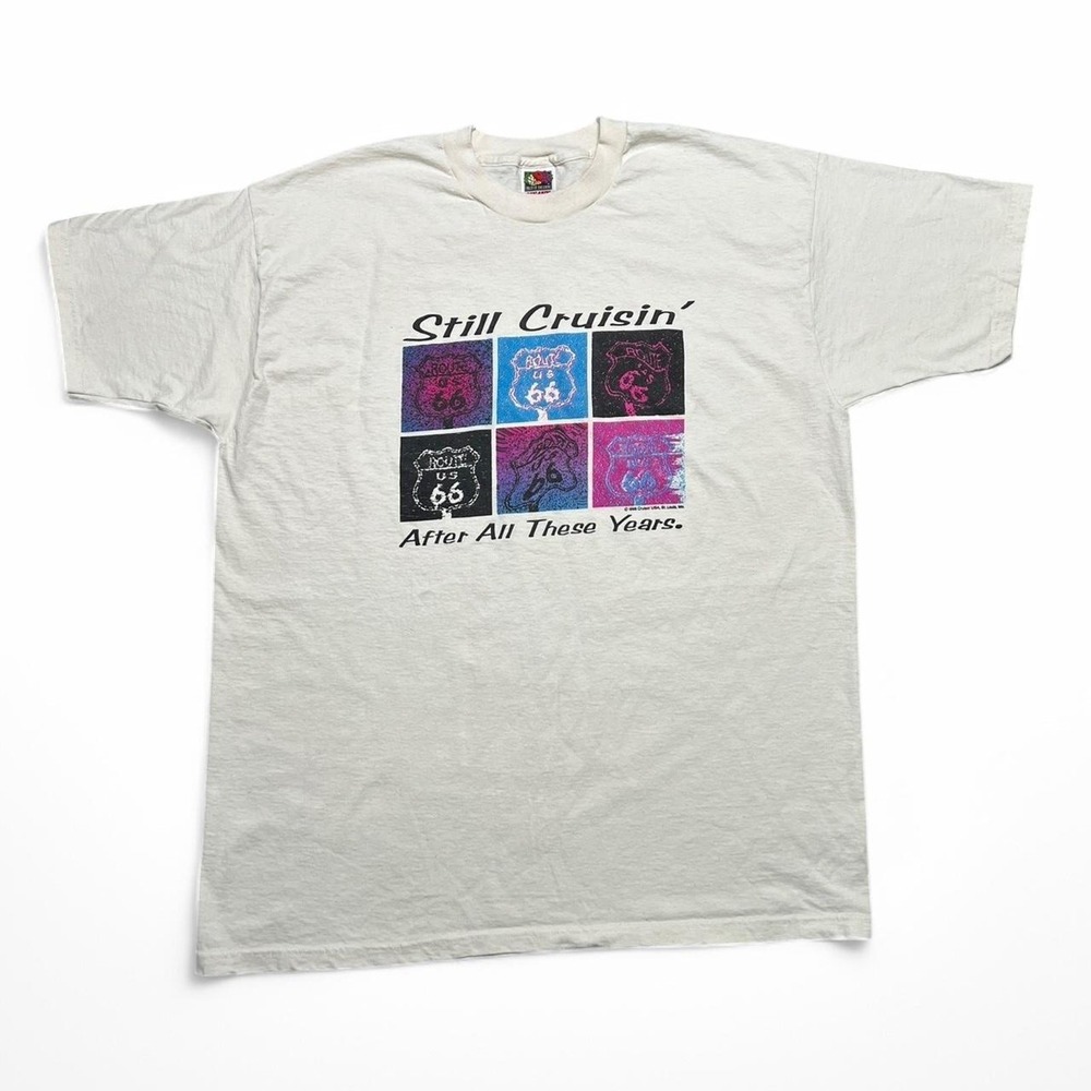 Fruit of the Loom T-Shirt Mens XXL White Route 66 Still Cruisin Vintage 1998